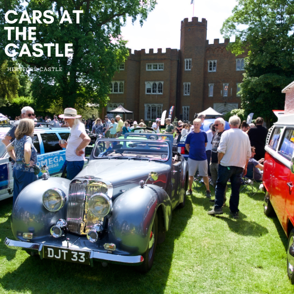 Exhibition of vehicles on the Castle lawn with event name and event details